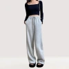 Acetate wool pants for women in the 2024 autumn/winter season, with a thick, soft and soft core and warm fleece, mid-high-waisted, slightly wide-leg straight-leg casual pants Specification image